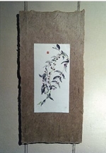 手漉き和紙に描く彩墨の草花展