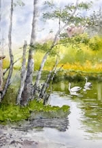 透明水彩画（イギリスと九州の風景）