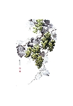 墨彩画で描く葡萄と孔雀展